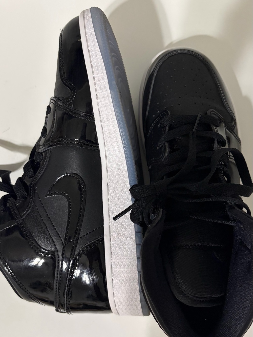 Nike Black Patent Leather Low-Top Sneakers with White Midsole